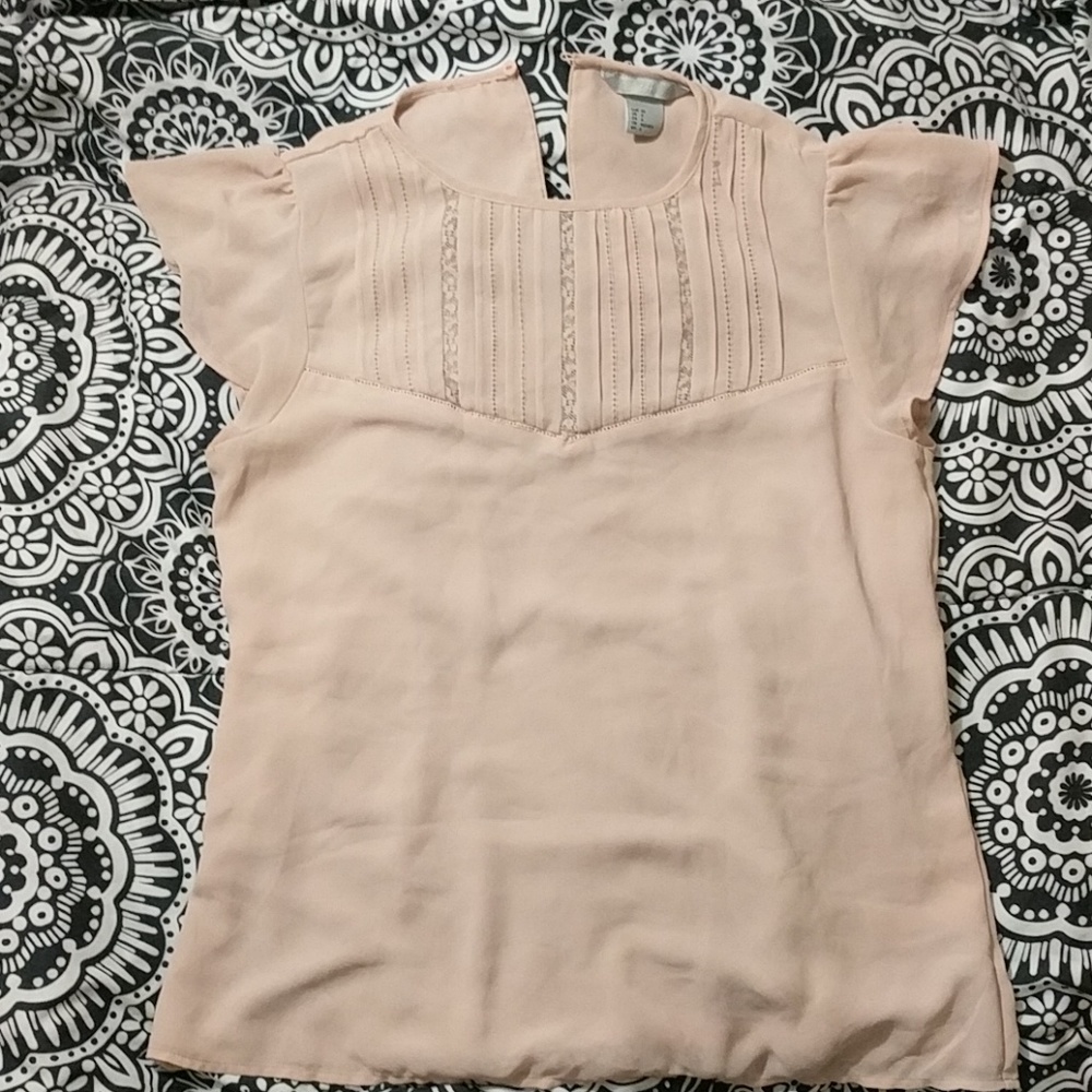 Cute Blush Pink Cap Sleeve Blouse